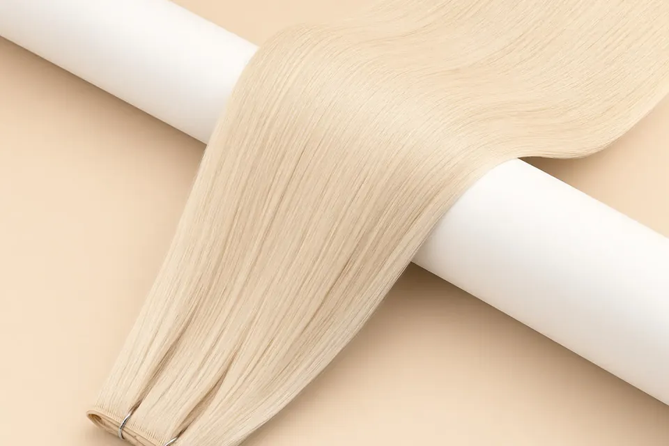 Hellblonde Butterfly Weft, über eine Rolle gelegt